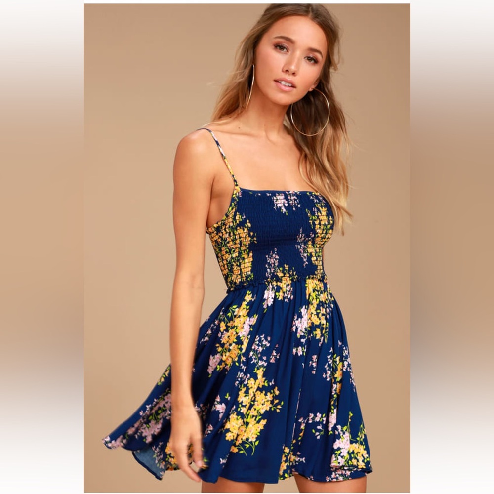 Lulu's Blue Floral Dress